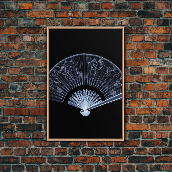 Folding Fan Wall Art, Chinese Art Print, White Fan, Black And White, Minimalist Print, Wall Decor, Canvas Print, Wall Art, Framed Canvas