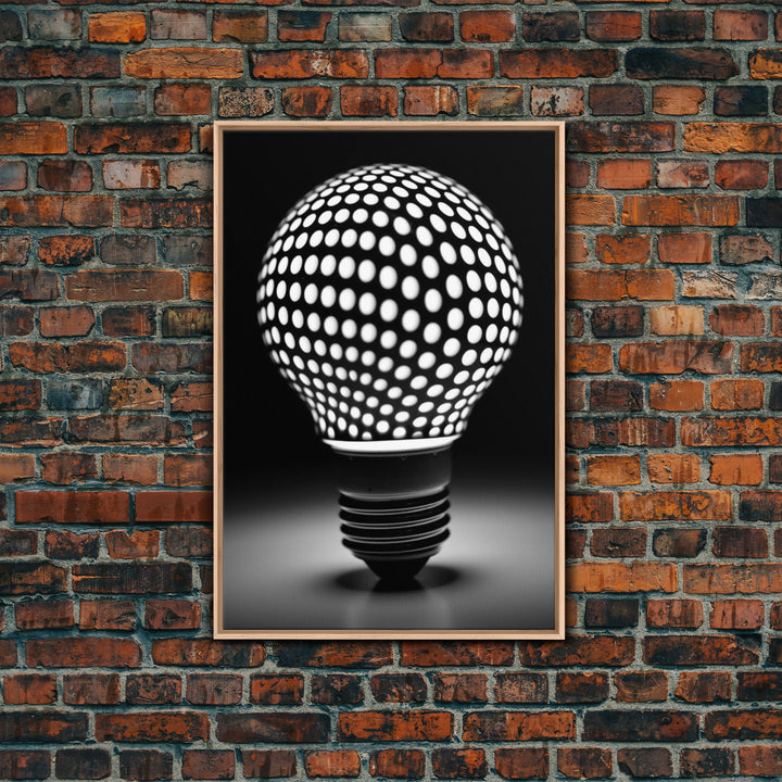 Dotted Light Bulb Wall Decor, Black And White Art, Dotted Art, Minimalist Print, Wall Decor, Canvas Print, Wall Art, Framed Canvas