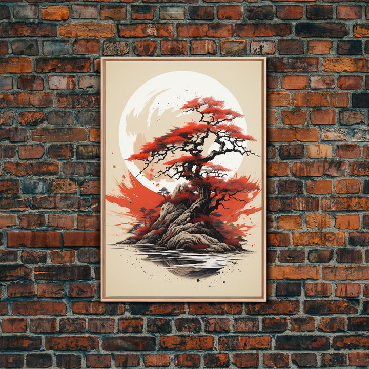 Japanese Wall Art, Japanese Maple Tree, Framed Canvas Print, Japanese Art, Japanese Hanging Wall Art