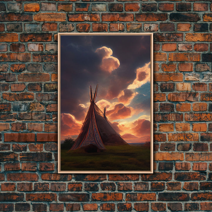 Native American Tipi Wall Art, Poster Print, Fine Art Paper Print, Early American Style Wall Decor