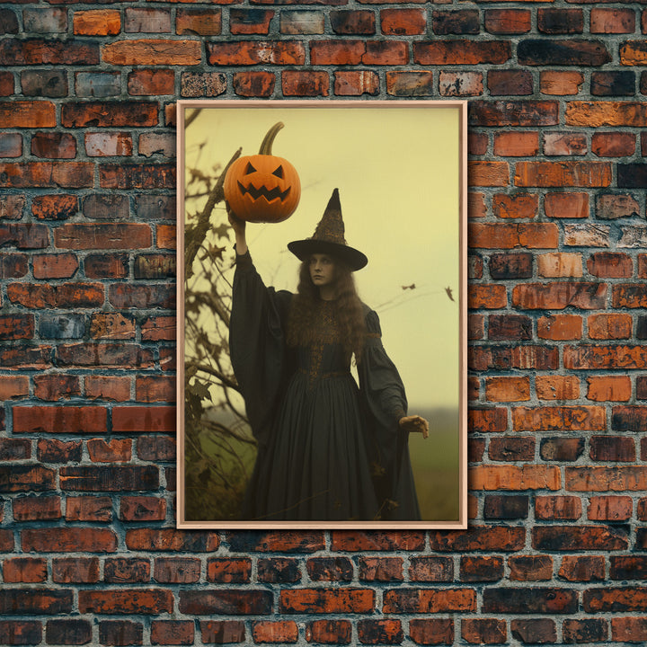 The Witch, Spooky Victorian Witch Photography Daguerreotype, Tin Type, Framed Canvas Print, Victorian Witches, Halloween Decor