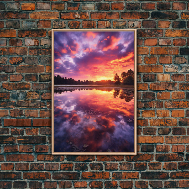 Lake Wall Art, Water Reflection, Landscape Wall Art, Sunset Wall Art, Canvas Print, Wall Art, Vertical Art, Nature Wall Art, Wall Hanging