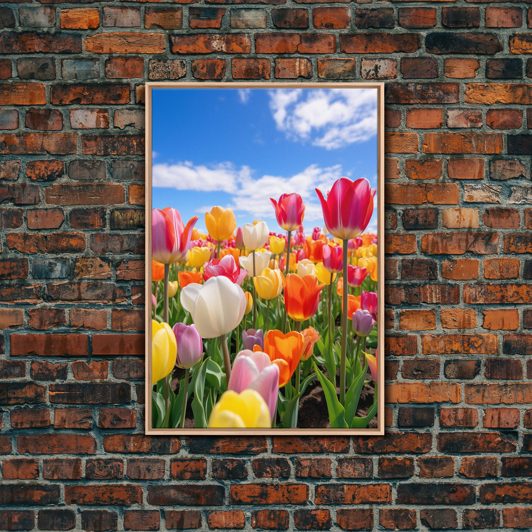 Flower Wall Art, Colorful Wall Art, Tulip Print, Canvas Print, Wall Art, Vertical Art, Friendship Gift, College Dorm Decor, Farmhouse Art