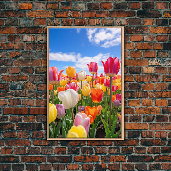 Flower Wall Art, Colorful Wall Art, Tulip Print, Canvas Print, Wall Art, Vertical Art, Friendship Gift, College Dorm Decor, Farmhouse Art