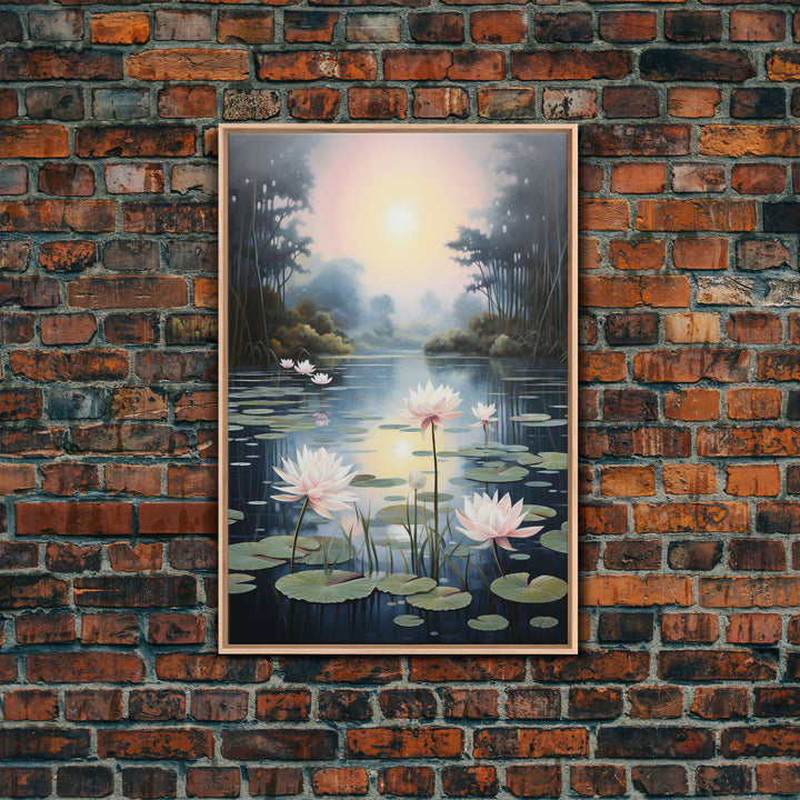 Lake Wall Art, Lotus Wall Print, Sunset Print, Canvas Print, Wall Art, Vertical Art, Birthday Gift, Country Home Art, Bedroom Teen Girl Art