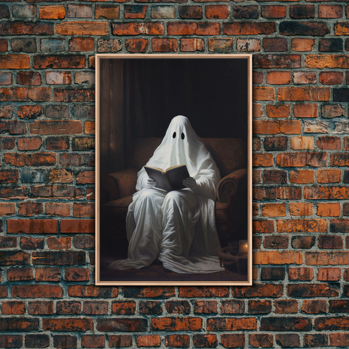 Victorian Ghost Reading A Book, Reading Lover Gift, Vintage Canvas, Art Canvas Print, Dark Academia, Haunting Ghost, Halloween Decoration