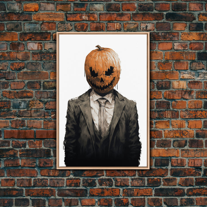 Portrait Of Jack - The Jack O Lantern Man, Vintage Halloween Art, Macabre Halloween Decoration, Dark Macabre, Goth Art, Pumpkin Patch Horror