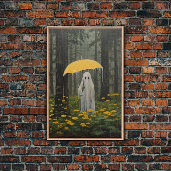 Ghost In The Rain, Vintage Canvas, Art Canvas Print, Dark Academia, Haunting Ghost, Halloween Decor, Dark Macabre Vintage Halloween Art