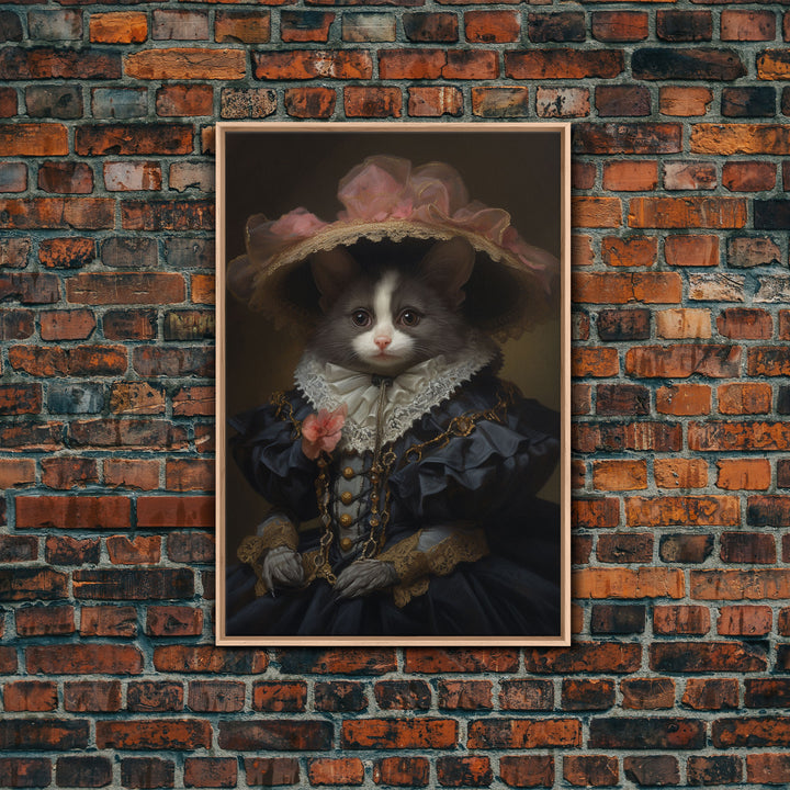 Cute Halloween Weasel Painting, Vintage Canvas, Art Canvas Print, Dark Academia, Weasel Art, Halloween Decor, Goth Art