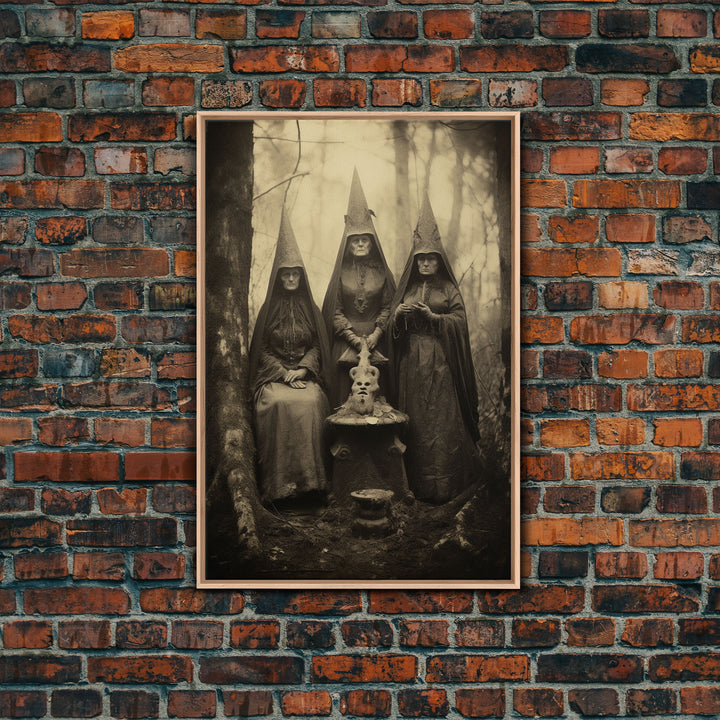 The Coven, Victorian Witches, Vintage Tintype Style Photograph, Framed Canvas Print, Gothic Wall Art, Dark Academia, Witch Art
