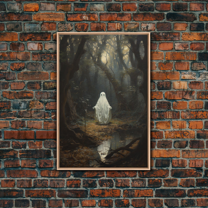 Ghost Dancing In A Haunted Forest, Vintage Canvas, Framed Canvas, Art Canvas Print, Dark Academia, Haunting Ghost, Halloween Decoration
