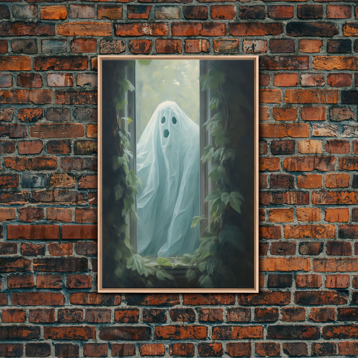 The Ghost In The Window, Vintage Canvas, Art Canvas Print, Dark Academia, Haunting Ghost, Halloween Decor, Spooky Gothic Decor