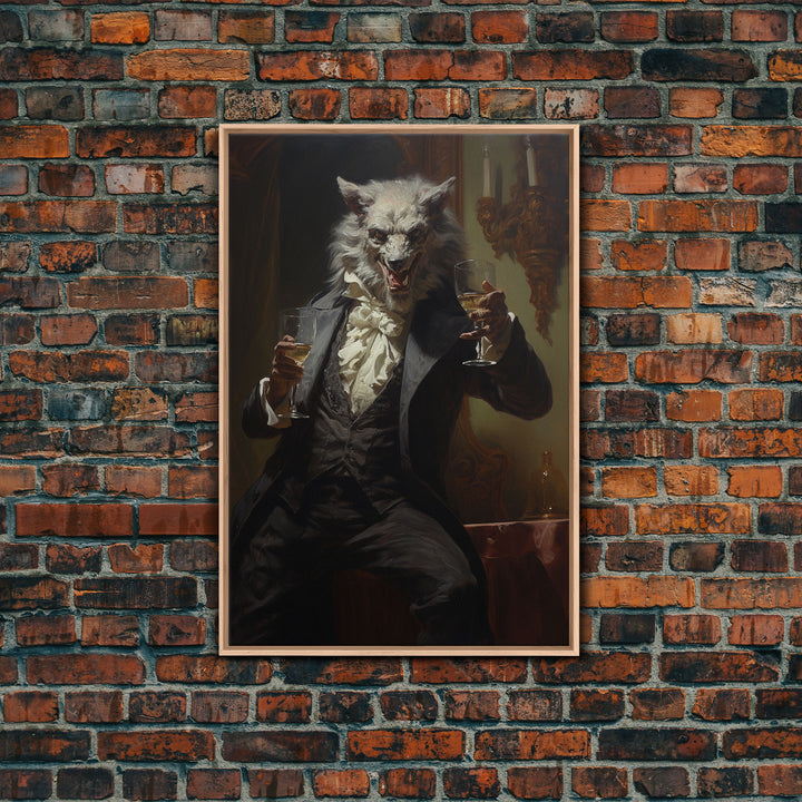 Halloween Wall Art, This Werewolf Is Here To Party, Funny Halloween Decor, Vintage Halloween, Gothic Victorian Werewolf Portrait