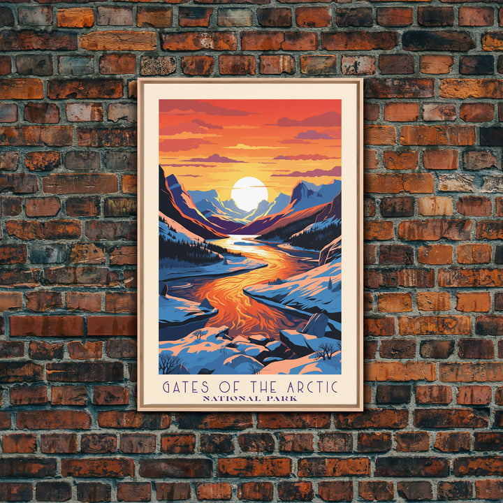 Gates Of The Arctic  National Park Travel Art, National Park Print, Minimalist Travel Art, Midcentury Modern Style Landscape Painting