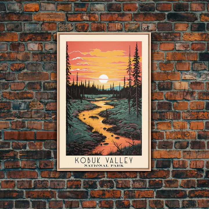 Kobuk Valley National Park Alaska Travel Art, National Park Print, Minimalist Travel Art, Midcentury Modern Style Landscape Painting