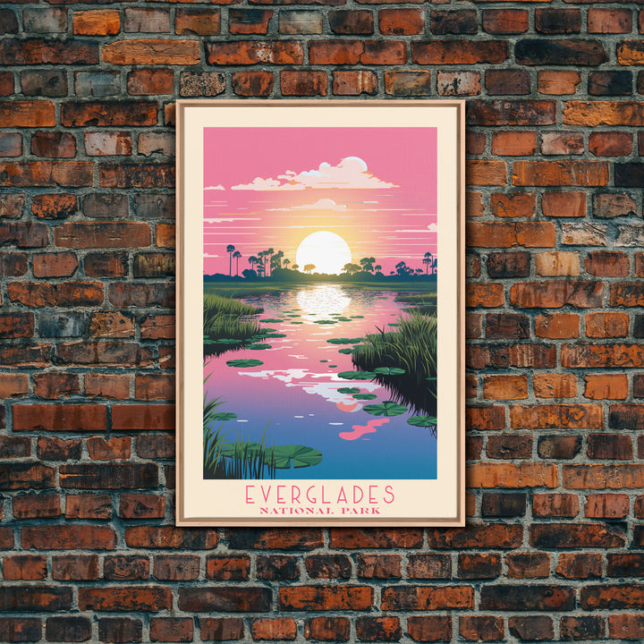 Everglades National Park Florida Travel Art, National Park Print, Minimalist Travel Art, Midcentury Modern Style Landscape Painting