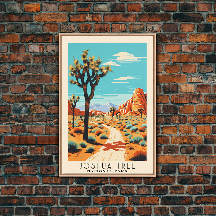 Joshua Tree National Park California Travel Art, National Park Print, Minimalist Travel Art, Midcentury Modern Style Landscape Painting