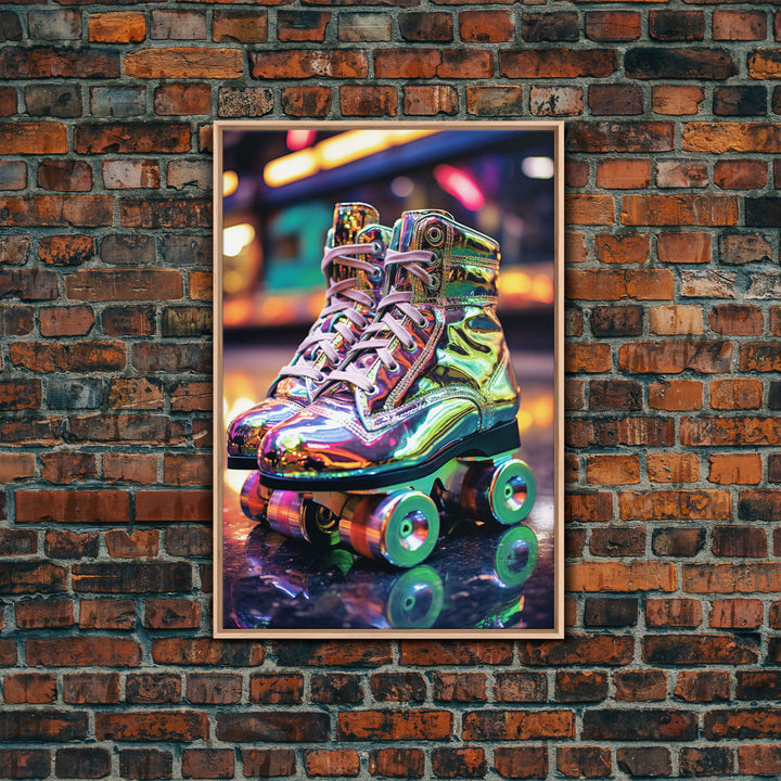 Roller Skates, Roller Derby, Retro Wall Art, Canvas Print, Wall Hanging, Portrait Art, Preppy Wall Art, Anniversary Gift, Office Prints
