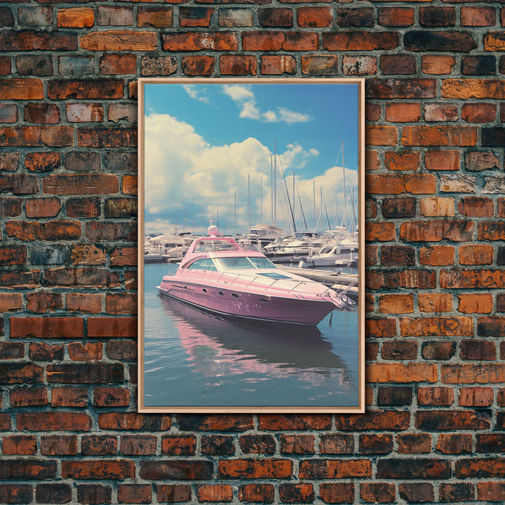 Pink Boat, Ocean Wall Art,  Nautical Wall Art, Canvas Print, Wall Hanging, Portrait Art, Travel Print, Modern Art Prints, Girls Room Decor