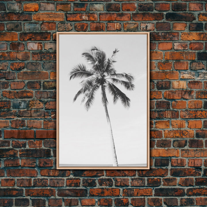 Palm Tree Wall Art, Tropical Art, Minimalist Art, Canvas Print, Wall Hanging, Portrait Art, Black And White Art, Living Room Wall Art