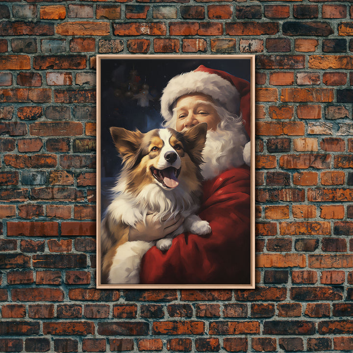 Santa Claus And His Corgi, Christmas Wall Art, Christmas Dog, Winter Wall Art, Santa Decor, Santa Art Print, Farmhouse Christmas