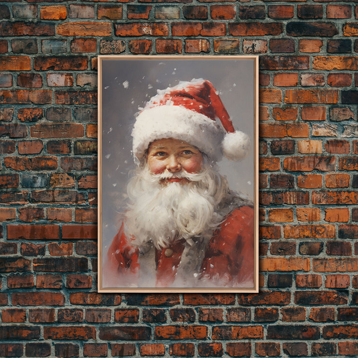 Santa Painting, Santa Print, Framed Canvas Print, Christmas Decor, Portrait of Santa, Farmhouse Christmas, Minimalist Christmas Art