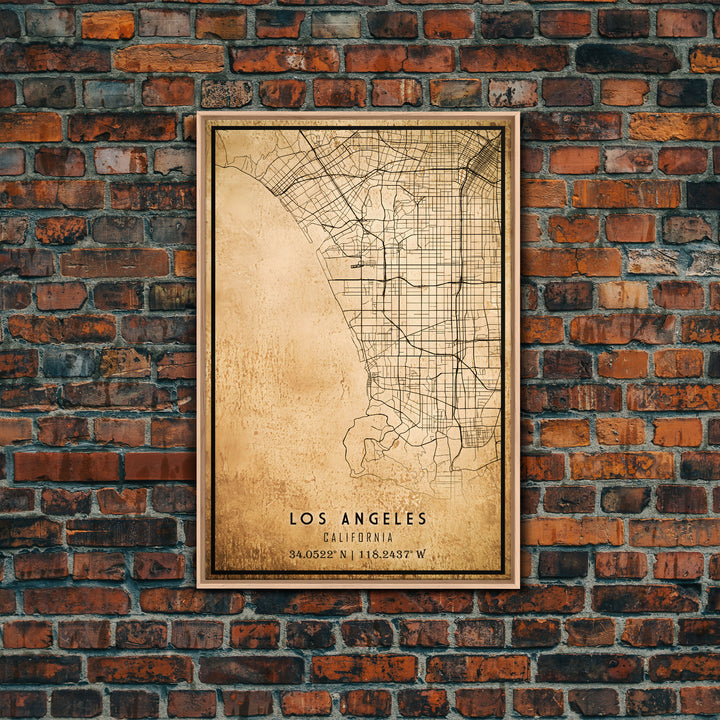 Los Angeles Vintage Map Print | Los Angeles Map | California Map Art | Los Angeles City Road Map Poster | Distressed / Retro LA Street Art