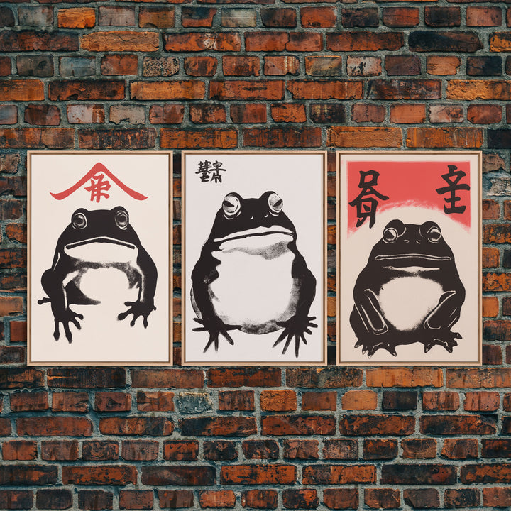 Japanese Set of 3 Frog Prints, Japanese Prints, Vintage Art, Japanese Frog, Matsumoto Hoji  Inspired Wall Decor, Modern Art, Wabi Sabi