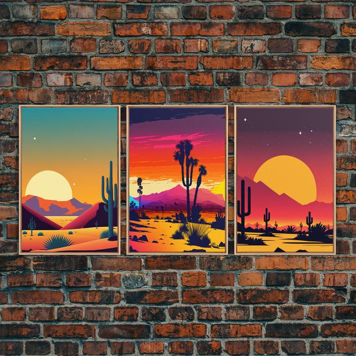Trendy Art Desert Prints, 3 Piece Wall Art, Framed Canvas Print, Framed Art, Desert Art Prints, Triptych, Set of 3 Wall Art
