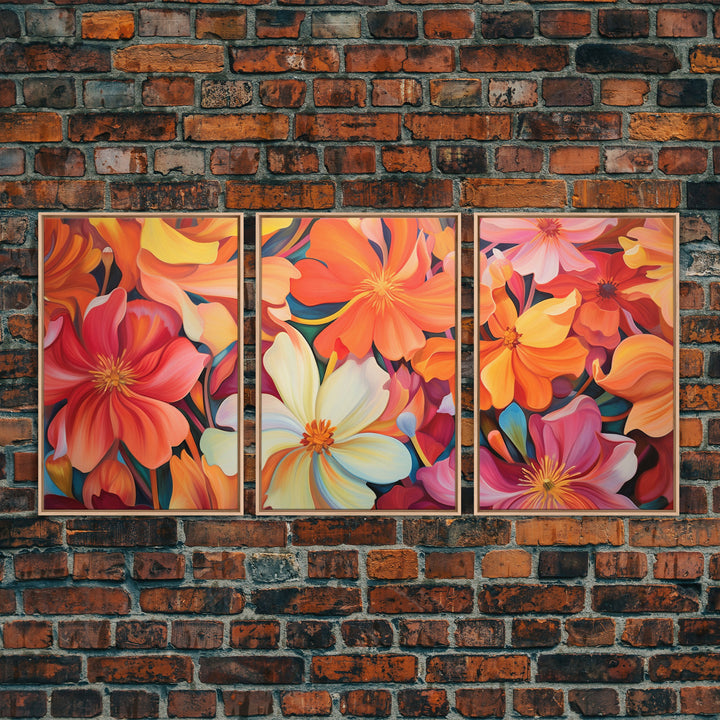 Floral Wall Art, Colorful Wall Art, Botanical Art Print, Canvas Print, Wall Art, 3 Piece Wall Art, Birthday Gift, Kitchen Wall Decor