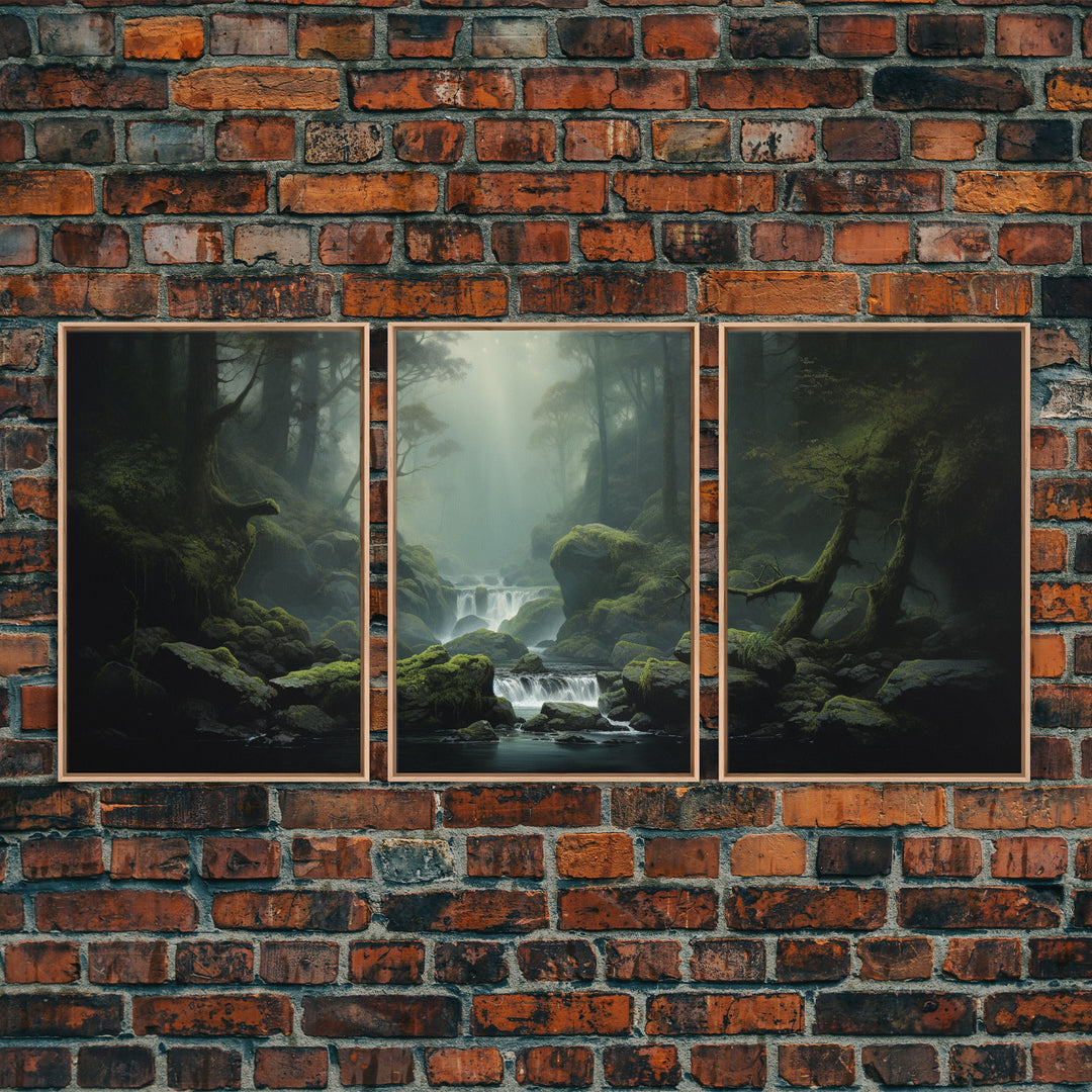 Framed Canvas Wall Art Set of 3 Green Tropical Jungle Floral Botanical Watercolor Painting Prints Modern Art Emerald Green Wall Decor