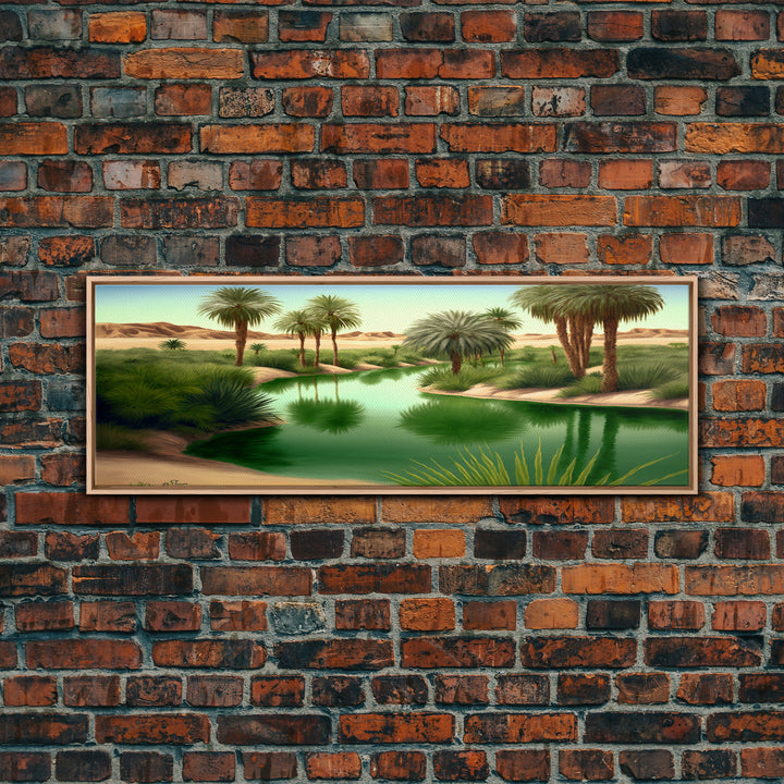 Desert Oasis Watercolor Landscape Canvas Print - Perfect for Living Room, Bedroom, Panoramic Extra Wide Format Art