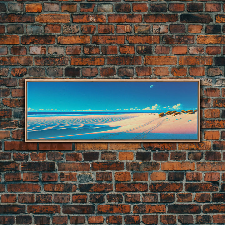 Vintage Coastal Seaside Painting PRINT | Beach House Wall Art Decor | Panoramic Canvas Print |  Extra Large Art | Beach House Art
