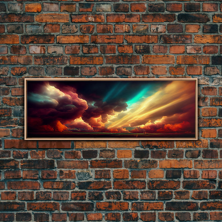 A stormy cloudy sky at dusk, synthwave, canvas print, Big Texas Skies, water color, storm art, extra large panoramic landscape wall decor