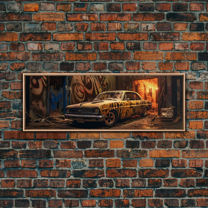 Graffiti Punk Wall Art, Street Art, Framed Canvas Print, Detroit Muscle, Limited Edition, High Quality Art, Game Room Art, Mancave