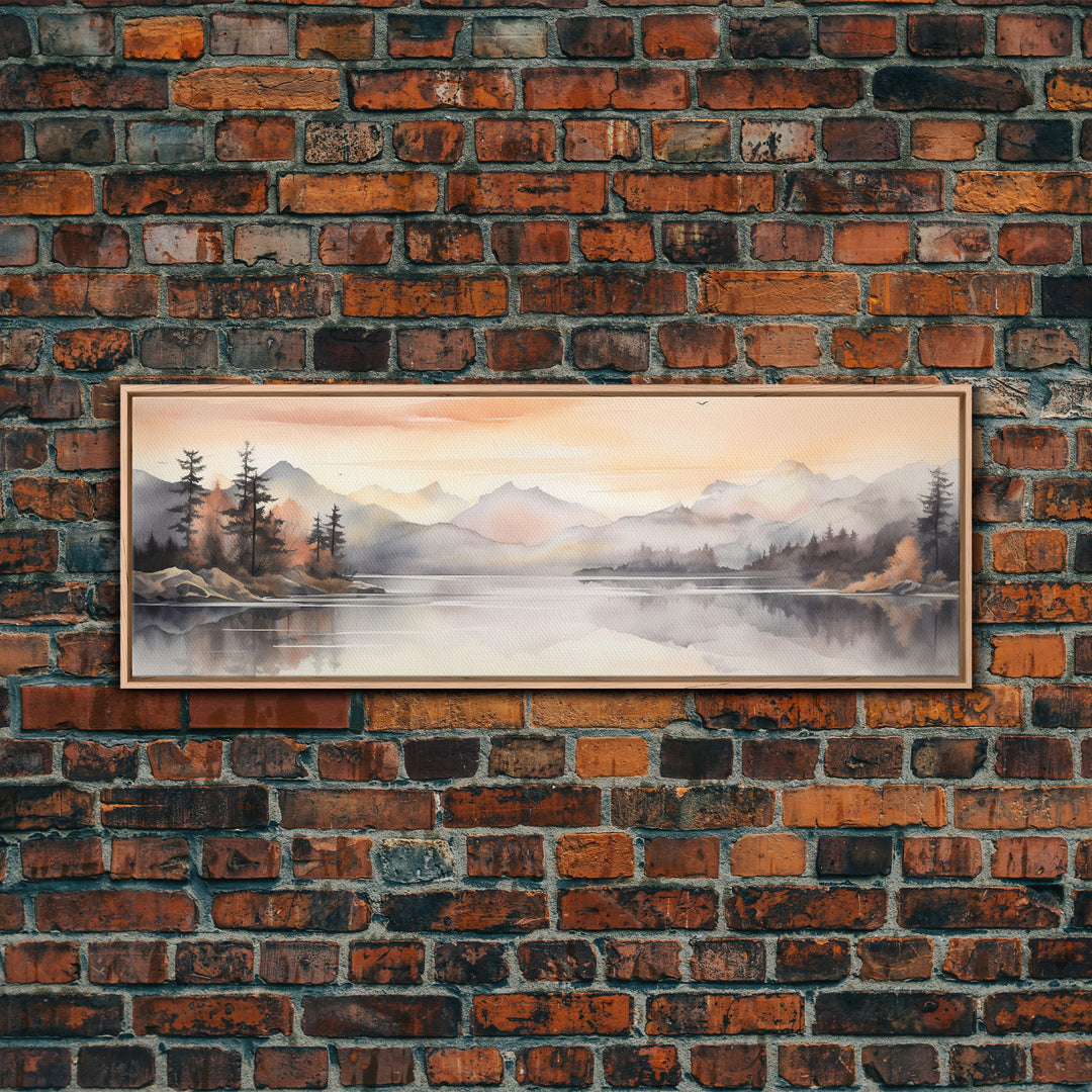 Fall Wall Art, Watercolor Landscape Painting Framed Canvas Print, Landscape Painting, Oil Painting, Vintage Landscap, Fall Landscape