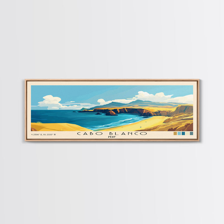 Cabo Blanco, Peru Panoramic Print, Vacation Gift, Peru Wall Art, Vacation Wall Art, Vacatation Memories, Beach Decor, Beach Or Lakehouse Art
