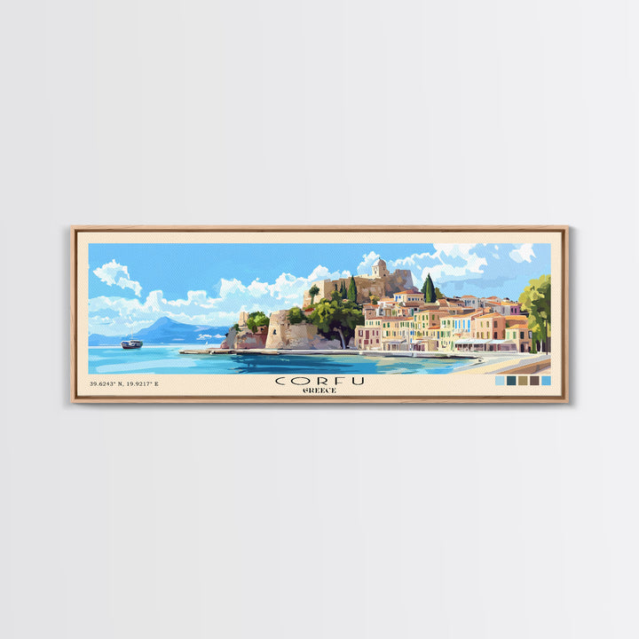 Corfu, Greece Panoramic Print, Vacation Gift, Greece Wall Art, Vacation Wall Art, Vacatation Memories, Beach Decor, Beach Or Lakehouse Art