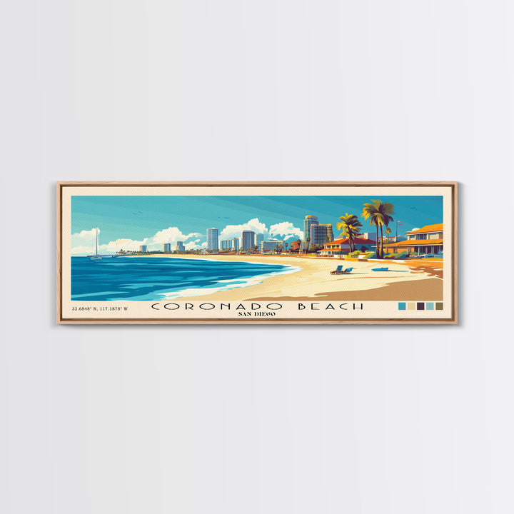 Coronado Beach, San Diego Panoramic Print, Vacation Gift, San Diego Wall Art, Vacation Wall Art, Vacatation Memories, Beach Decor, Beach Or Lakehouse Art