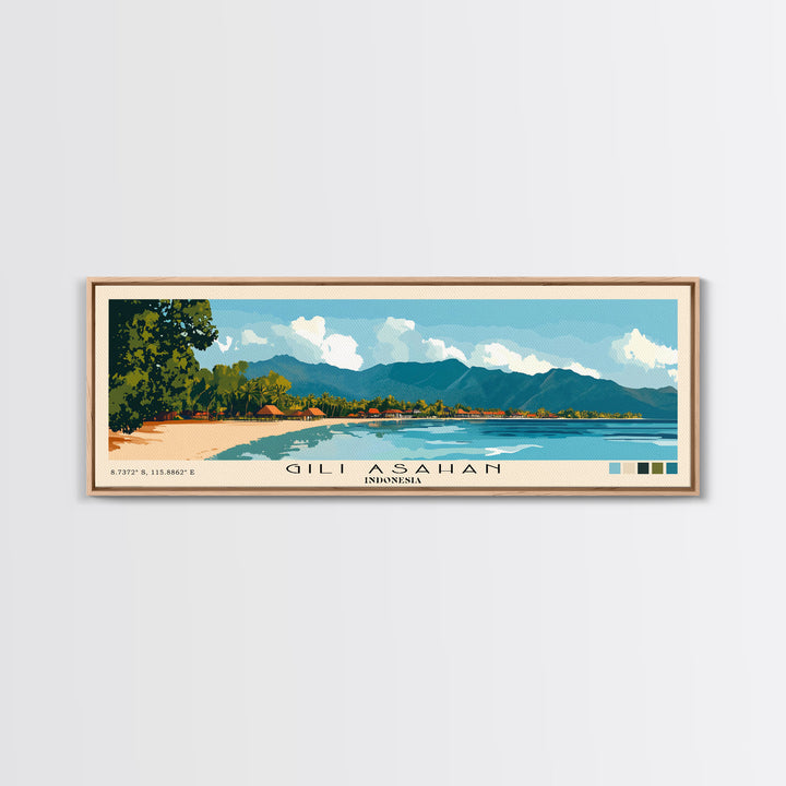Gili Asahan, Indonesia Panoramic Print, Vacation Gift, Indonesia Wall Art, Vacation Wall Art, Vacatation Memories, Beach Decor, Beach Or Lakehouse Art