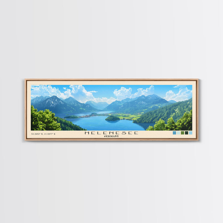 Helenesee, Germany Panoramic Print, Vacation Gift, Germany Wall Art, Beach Painting, Beach Decor, Large Wall Art, Wood Frame Art
