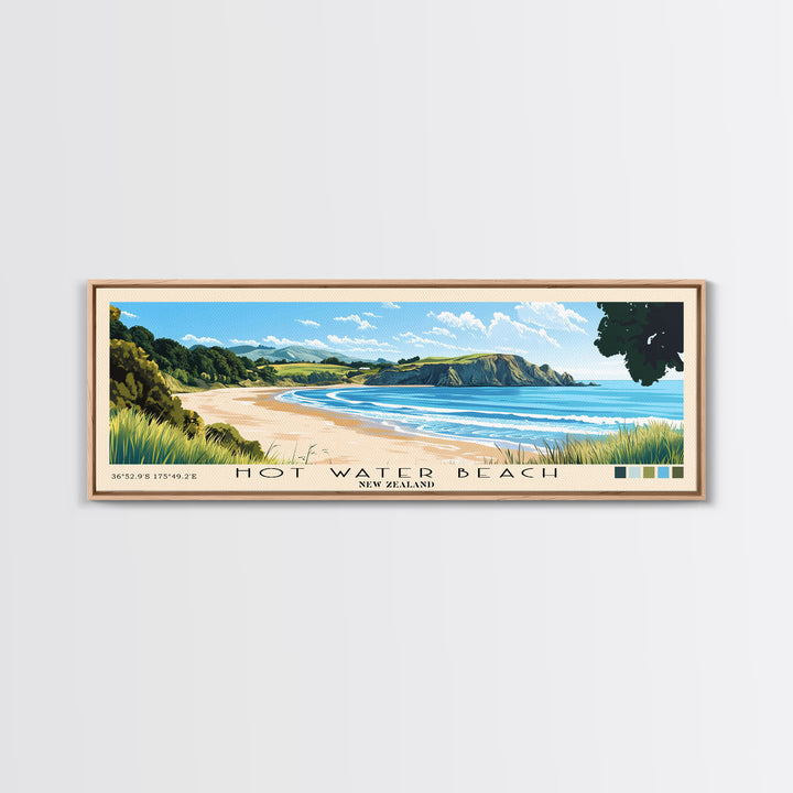 Hot Water Beach, New Zealand Panoramic Print, Vacation Gift, New Zealand Wall Art, Vacation Wall Art, Vacatation Memories, Beach Decor, Beach Or Lakehouse Art
