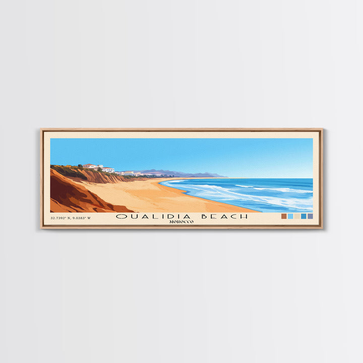 Oualidia Beach, Morocco Panoramic Beach Print, Vacation Gift, Morocco Wall Art, Framed Canvas Print, Framed Beach Painting