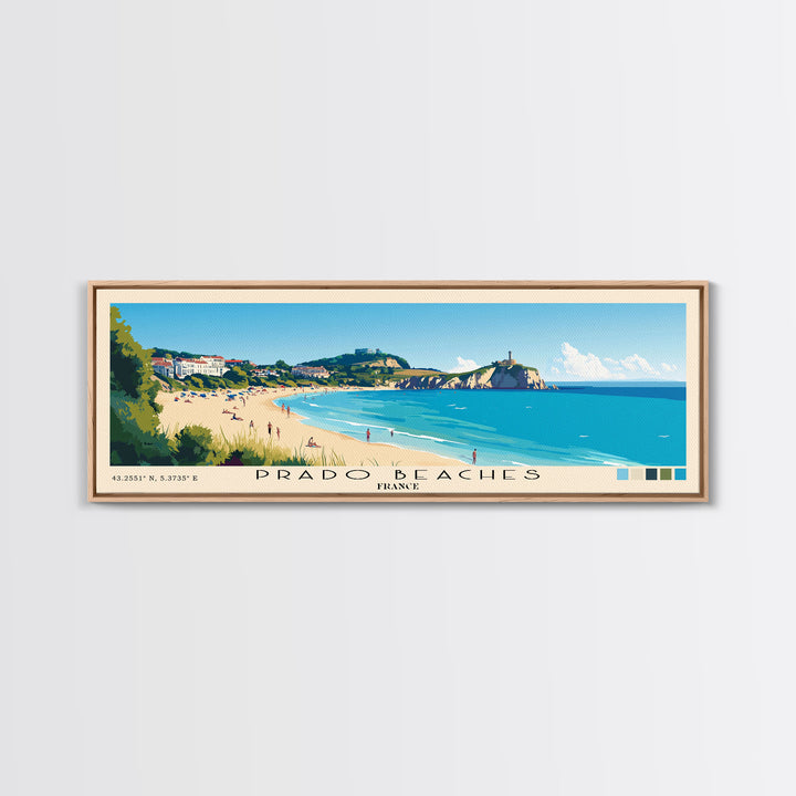 Prado Beaches, France Panoramic Print, Vacation Gift, France Wall Art, Vacation Wall Art, Vacatation Memories, Beach Decor, Beach Or Lakehouse Art