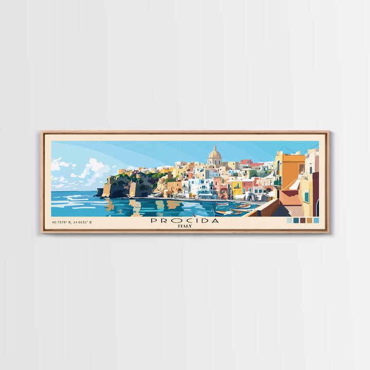 Procida, Italy Panoramic Beach Print, Vacation Gift, Italy Wall Art, Beach Painting, Beach Decor, Beach Painting