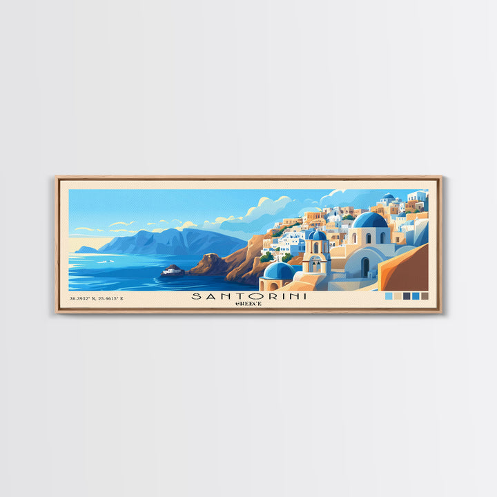 Santorini, Greece Panoramic Print, Vacation Gift, Greece Wall Art, Vacation Wall Art, Vacatation Memories, Beach Decor, Beach Or Lakehouse Art