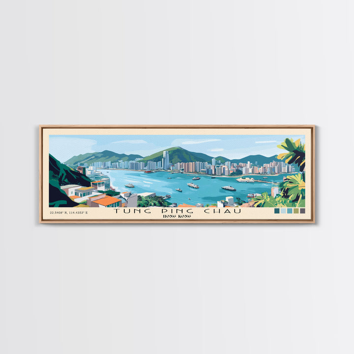 Tung Ping Chau, Hong Kong Panoramic Beach Print, Vacation Gift, Hong Kong Wall Art, Framed Canvas Print, Framed Beach Painting