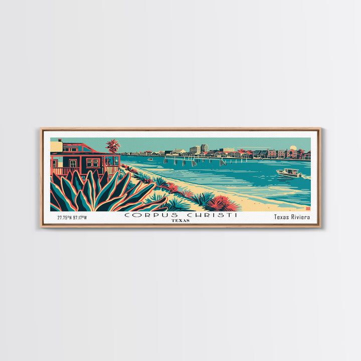 Corpus Christi Texas Panoramic Travel Poster Canvas Print