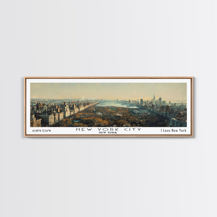 New York New York Panoramic Painting, Framed Canvas Print for Living Room, Stunning Cityscape Watercolor Art, Travel Poster, Unique Gift Idea