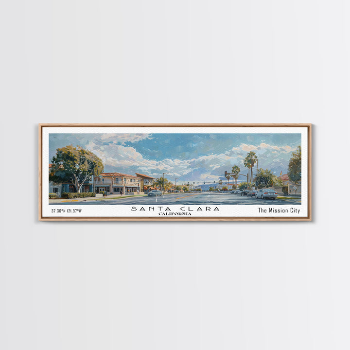Santa Clara California Panoramic Print, Creative Framed Canvas Print, City Travel Poster, Home Decoration, Wall Art, Office Gift